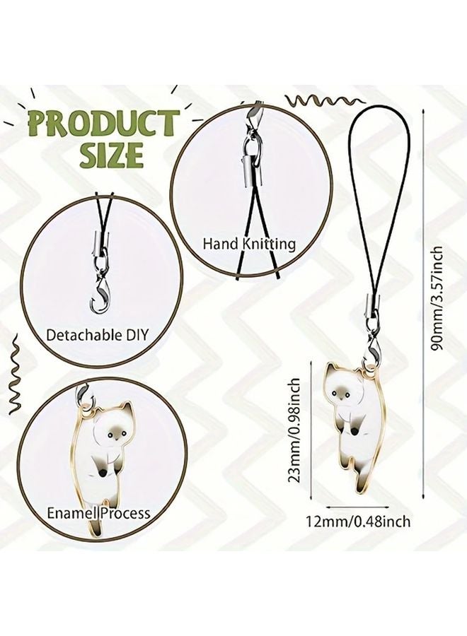 Light Yellow Cat Phone Lanyard With Alloy Charm Durable Black Strap For Bags Accessories - Image 2